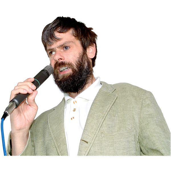 A man with a microphone